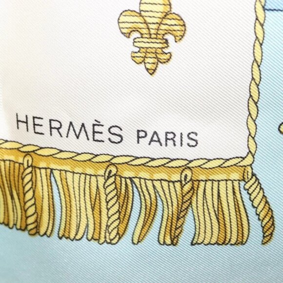 HERMES Carre 90 Scarf ""VUE DU CARROSSE DE LA GALERE LA REALE"" Silk Auth BA6484 - Picture 9 of 15